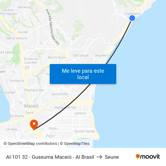Al-101 32 - Guaxuma Maceió - Al Brasil to Seune map