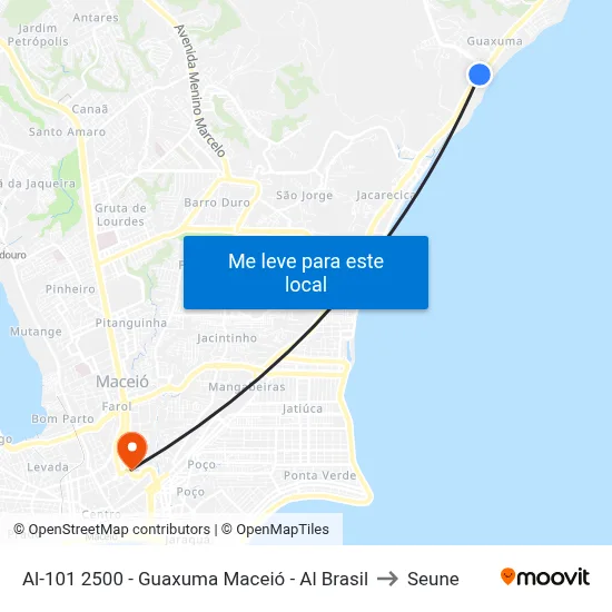 Al-101 2500 - Guaxuma Maceió - Al Brasil to Seune map