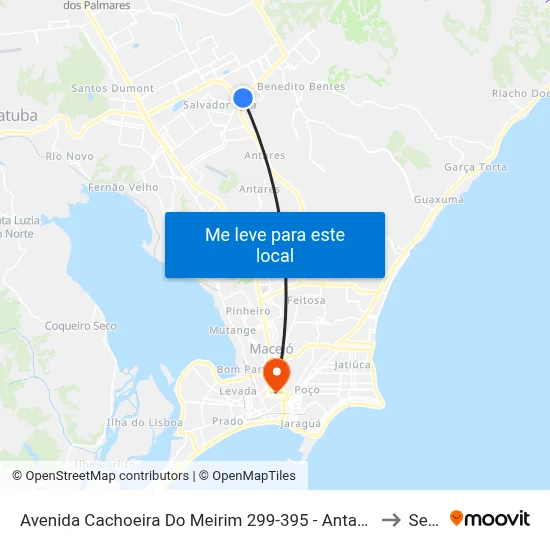 Avenida Cachoeira Do Meirim 299-395 - Antares Maceió - Al Brasil to Seune map