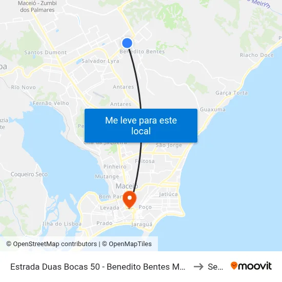 Estrada Duas Bocas 50 - Benedito Bentes Maceió - Al Brasil to Seune map