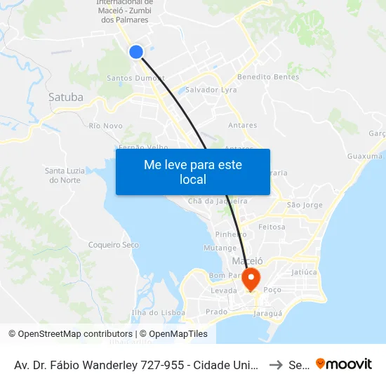 Av. Dr. Fábio Wanderley 727-955 - Cidade Universitária Maceió - Al Brasil to Seune map