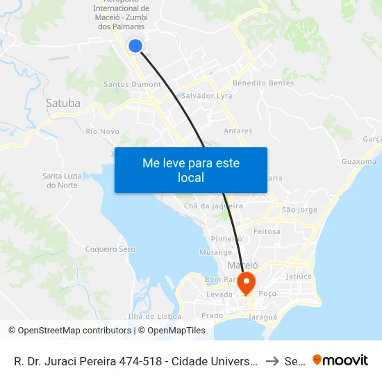 R. Dr. Juraci Pereira 474-518 - Cidade Universitária Maceió - Al Brasil to Seune map