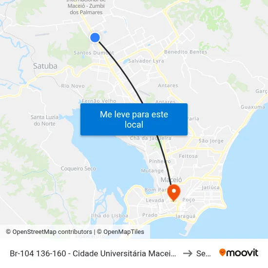 Br-104 136-160 - Cidade Universitária Maceió - Al Brasil to Seune map