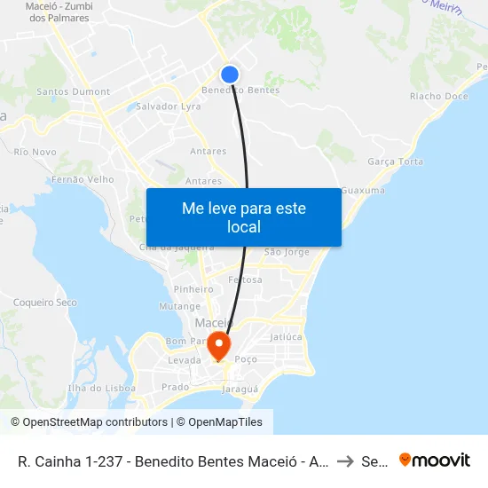 R. Cainha 1-237 - Benedito Bentes Maceió - Al 57084-560 Brasil to Seune map