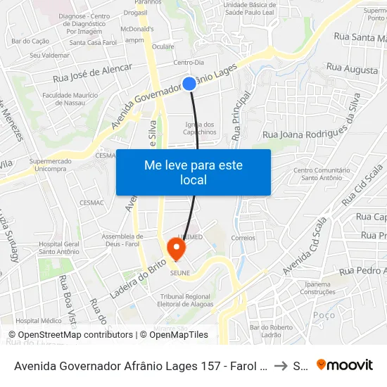 Avenida Governador Afrânio Lages 157 - Farol Maceió - Al República Federativa Do Brasil to Seune map