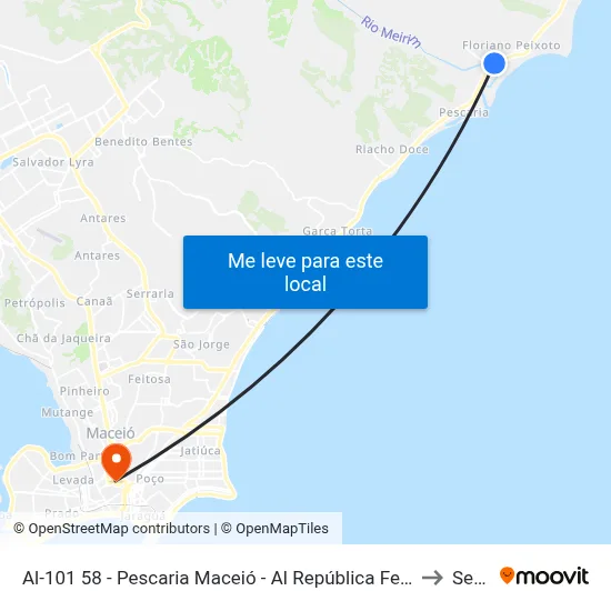 Al-101 58 - Pescaria Maceió - Al República Federativa Do Brasil to Seune map