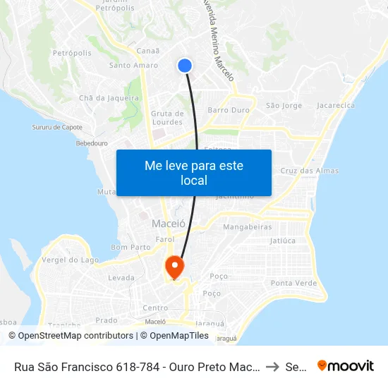Rua São Francisco 618-784 - Ouro Preto Maceió - Al Brasil to Seune map