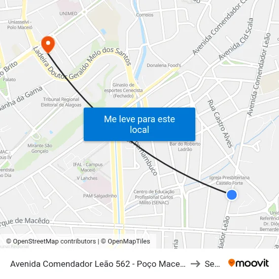 Avenida Comendador Leão 562 - Poço Maceió - Al Brasil to Seune map