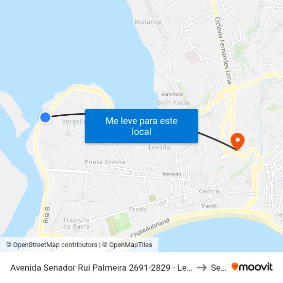 Avenida Senador Rui Palmeira 2691-2829 - Levada Maceió - Al Brasil to Seune map