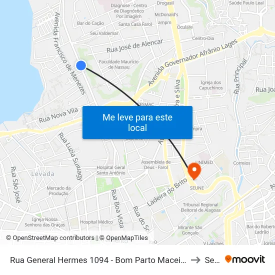 Rua General Hermes 1094 - Bom Parto Maceió - Al 57017-200 Brasil to Seune map