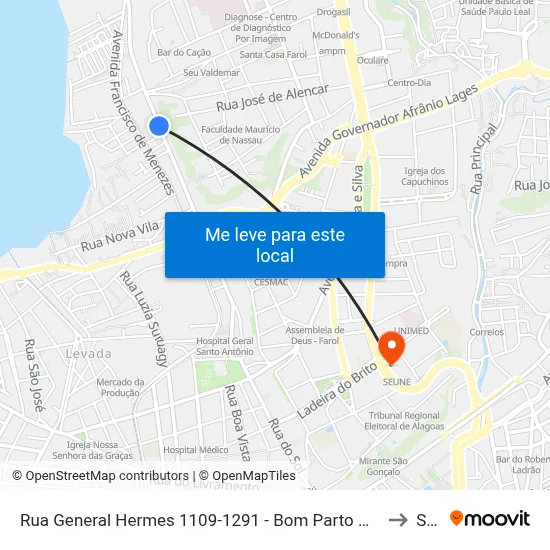 Rua General Hermes 1109-1291 - Bom Parto Maceió - Al República Federativa Do Brasil to Seune map