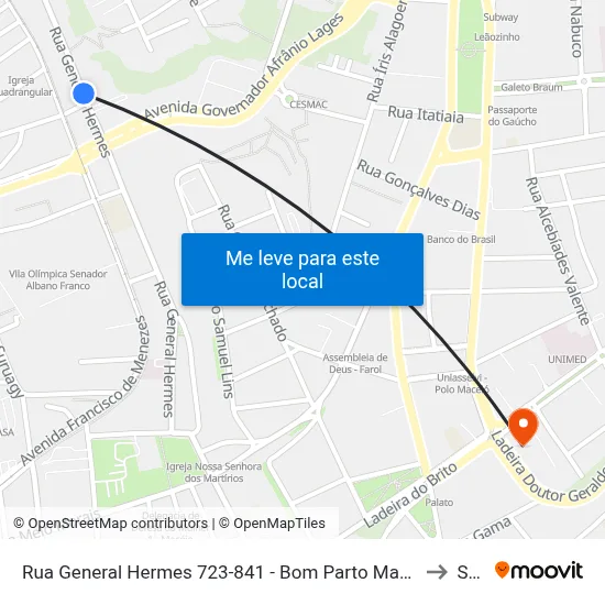 Rua General Hermes 723-841 - Bom Parto Maceió - Al República Federativa Do Brasil to Seune map