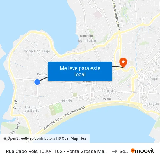 Rua Cabo Réis 1020-1102 - Ponta Grossa Maceió - Al 57014-260 Brasil to Seune map