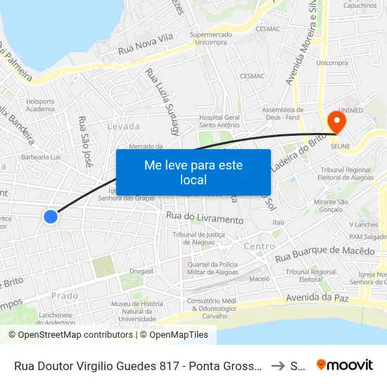 Rua Doutor Virgilio Guedes 817 - Ponta Grossa Maceió - Al 57014-220 Brasil to Seune map