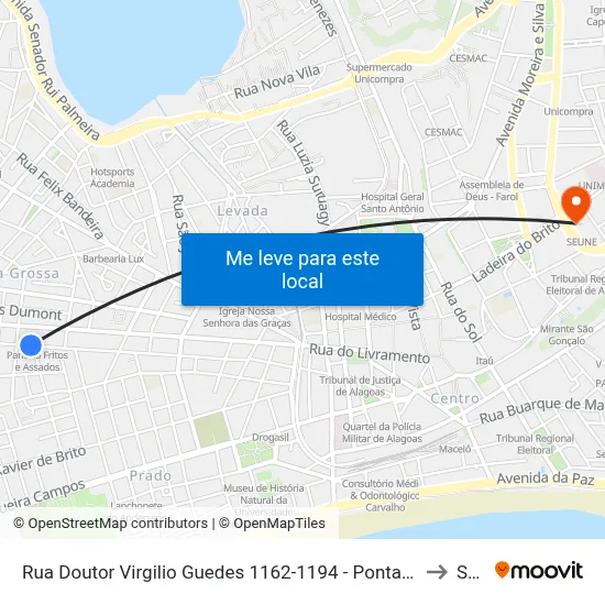 Rua Doutor Virgilio Guedes 1162-1194 - Ponta Grossa Maceió - Al 57014-220 Brasil to Seune map