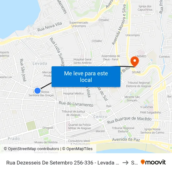 Rua Dezesseis De Setembro 256-336 - Levada Maceió - Al 57017-020 República Federativa Do Brasil to Seune map