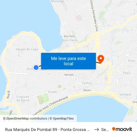 Rua Marquês De Pombal 89 - Ponta Grossa Maceió - Al Brasil to Seune map