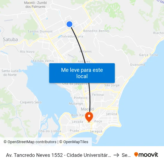 Av. Tancredo Neves 1552 - Cidade Universitária Maceió - Al Brasil to Seune map