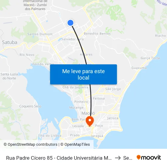 Rua Padre Cícero 85 - Cidade Universitária Maceió - Al Brasil to Seune map