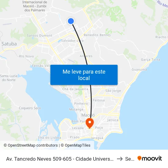 Av. Tancredo Neves 509-605 - Cidade Universitária Maceió - Al Brasil to Seune map