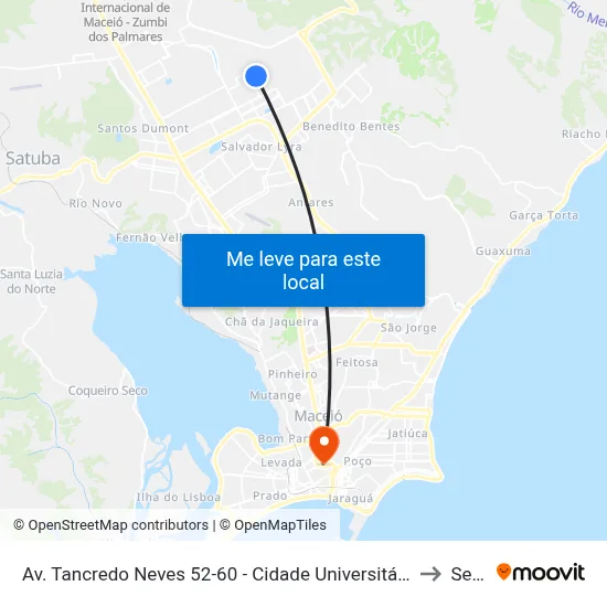 Av. Tancredo Neves 52-60 - Cidade Universitária Maceió - Al Brasil to Seune map