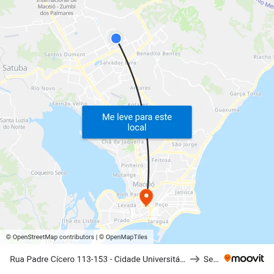 Rua Padre Cícero 113-153 - Cidade Universitária Maceió - Al Brasil to Seune map