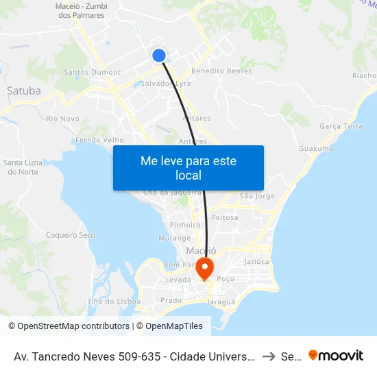 Av. Tancredo Neves 509-635 - Cidade Universitária Maceió - Al Brasil to Seune map