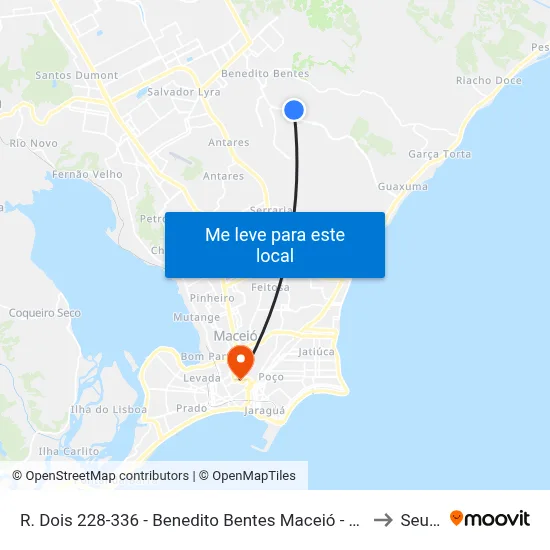 R. Dois 228-336 - Benedito Bentes Maceió - Al Brasil to Seune map