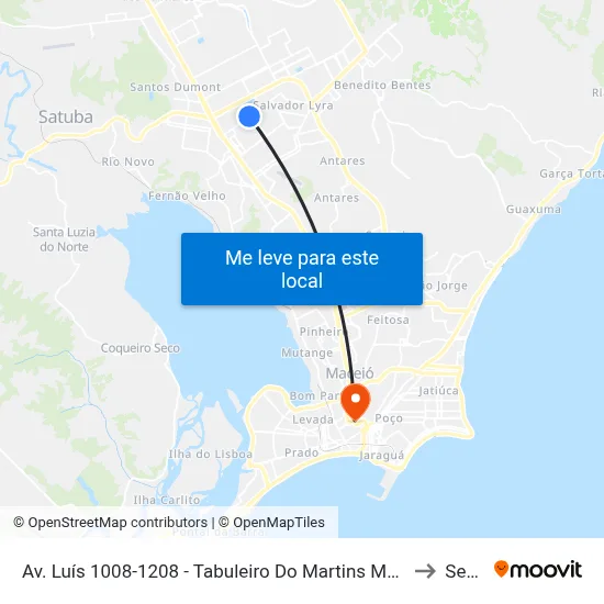 Av. Luís 1008-1208 - Tabuleiro Do Martins Maceió - Al Brasil to Seune map