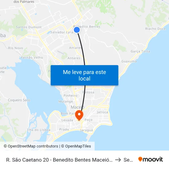R. São Caetano 20 - Benedito Bentes Maceió - Al Brasil to Seune map