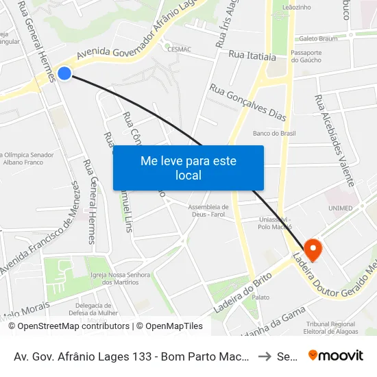 Av. Gov. Afrânio Lages 133 - Bom Parto Maceió - Al Brasil to Seune map