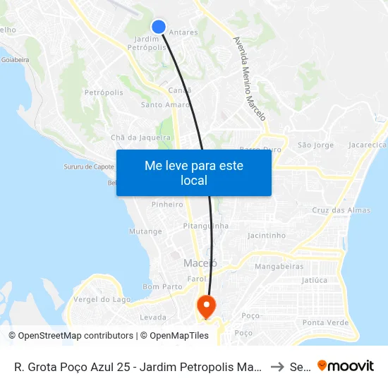 R. Grota Poço Azul 25 - Jardim Petropolis Maceió - Al 57080-635 Brazil to Seune map