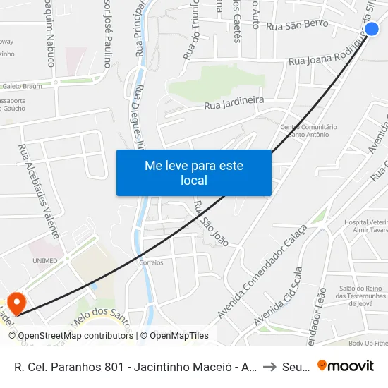 R. Cel. Paranhos 801 - Jacintinho Maceió - Al Brasil to Seune map