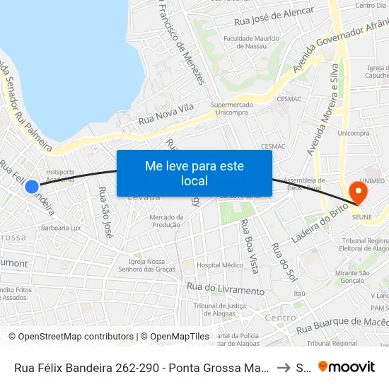 Rua Félix Bandeira 262-290 - Ponta Grossa Maceió - Al 57014-420 República Federativa Do Brasil to Seune map