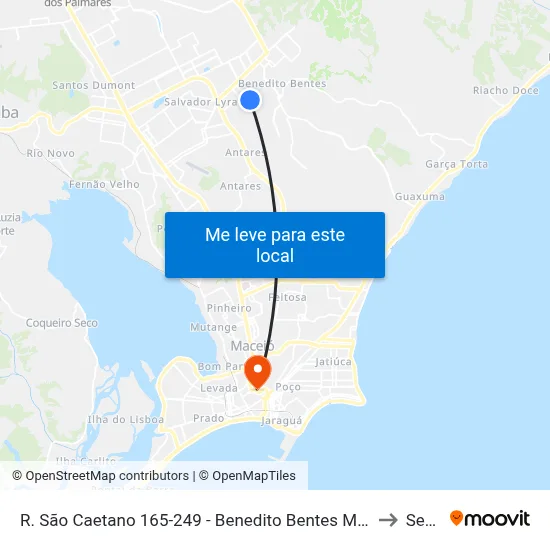 R. São Caetano 165-249 - Benedito Bentes Maceió - Al Brasil to Seune map
