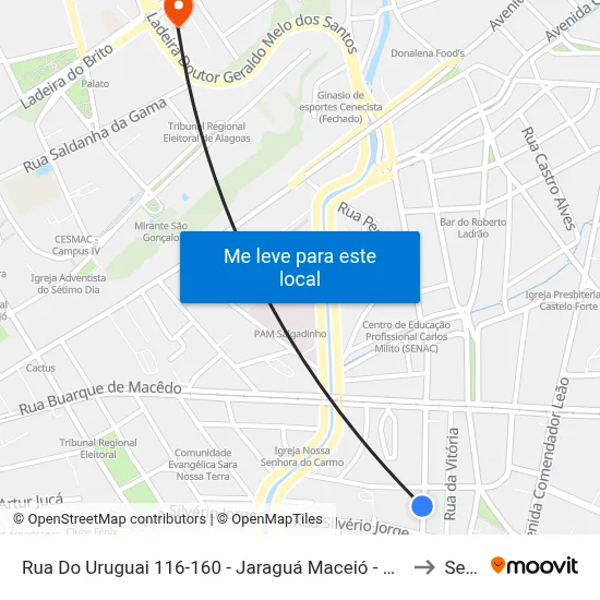 Rua Do Uruguai 116-160 - Jaraguá Maceió - Al 57022-120 Brasil to Seune map