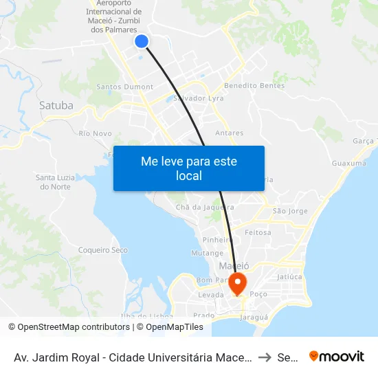 Av. Jardim Royal - Cidade Universitária Maceió - Al Brasil to Seune map