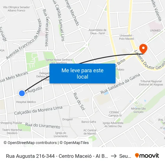 Rua Augusta 216-344 - Centro Maceió - Al Brasil to Seune map