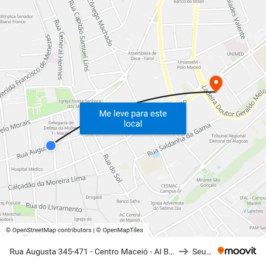 Rua Augusta 345-471 - Centro Maceió - Al Brasil to Seune map