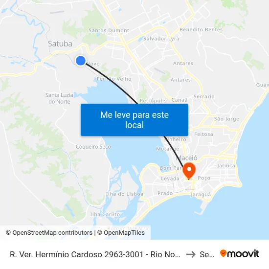 R. Ver. Hermínio Cardoso 2963-3001 - Rio Novo Maceió - Al Brasil to Seune map