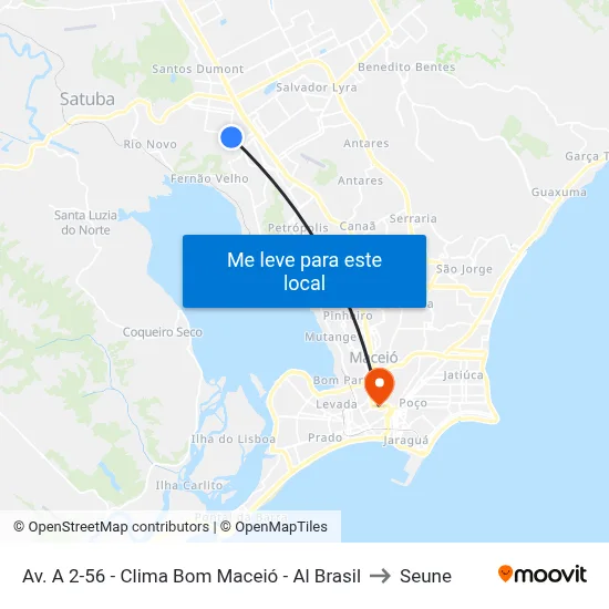 Av. A 2-56 - Clima Bom Maceió - Al Brasil to Seune map