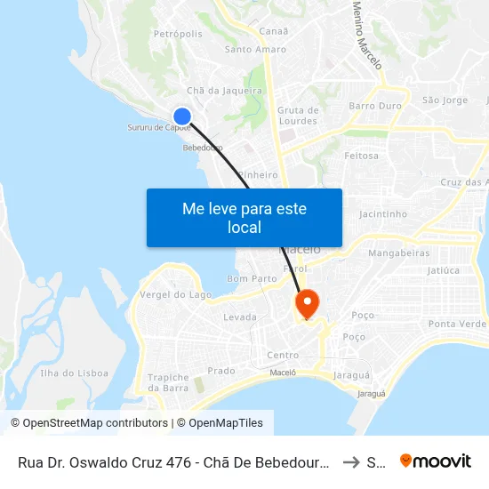 Rua Dr. Oswaldo Cruz 476 - Chã De Bebedouro Maceió - Al 57018-630 Brasil to Seune map