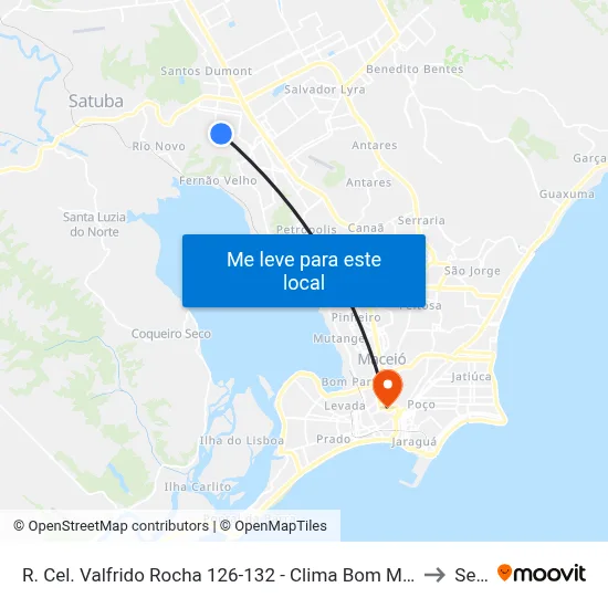R. Cel. Valfrido Rocha 126-132 - Clima Bom Maceió - Al 57071-070 Brasil to Seune map