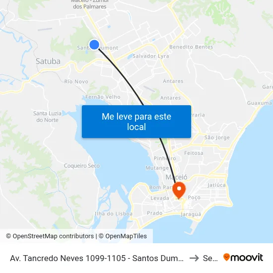 Av. Tancredo Neves 1099-1105 - Santos Dumont Maceió - Al Brasil to Seune map