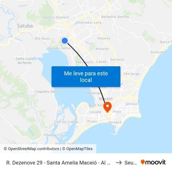 R. Dezenove 29 - Santa Amelia Maceió - Al Brasil to Seune map