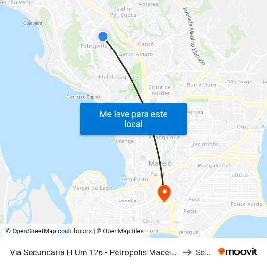 Via Secundária H Um 126 - Petrópolis Maceió - Al Brasil to Seune map