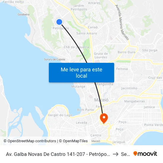 Av. Galba Novas De Castro 141-207 - Petrópolis Maceió - Al Brasil to Seune map