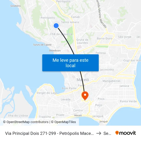 Via Principal Dois 271-299 - Petrópolis Maceió - Al Brasil to Seune map