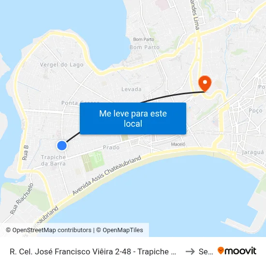 R. Cel. José Francisco Viêira 2-48 - Trapiche Da Barra Maceió - Al Brasil to Seune map