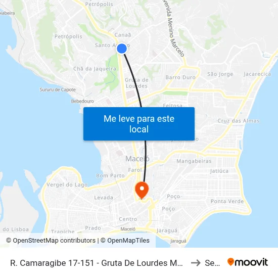 R. Camaragibe 17-151 - Gruta De Lourdes Maceió - Al Brasil to Seune map